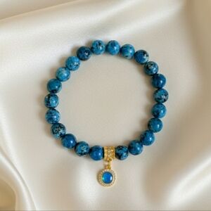 Jade Bracelet With Cubic Zirconia Charm